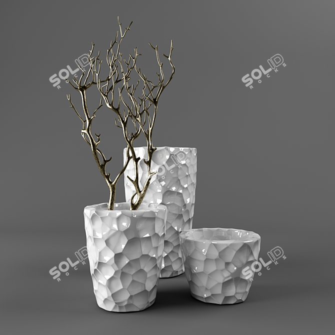 Illuminated Vases with Branches 3D model image 2