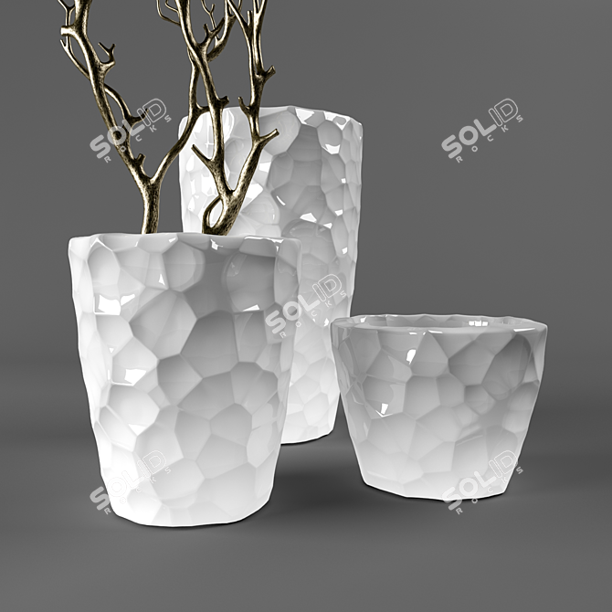 Illuminated Vases with Branches 3D model image 3