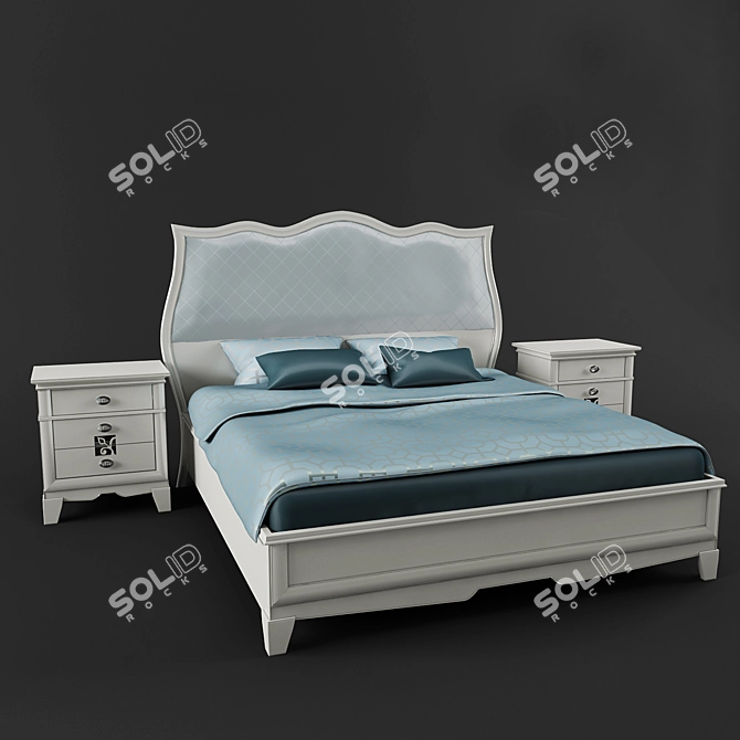 Classic Italian Bed Set 3D model image 1