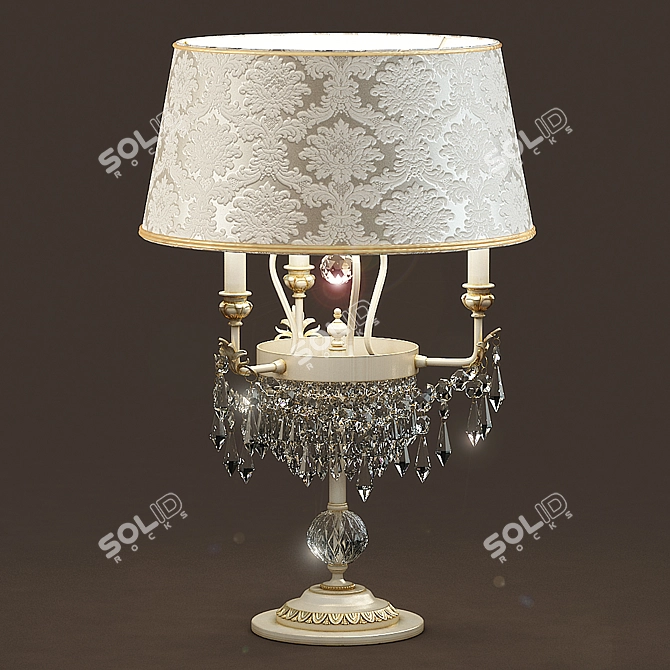 Elegant Ivory Table Lamp with Crystal Details 3D model image 1