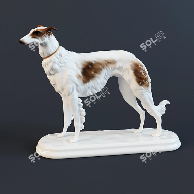 Elegant Borzoi Dog Statuette 3D model image 1