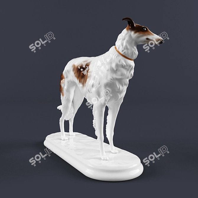 Elegant Borzoi Dog Statuette 3D model image 2