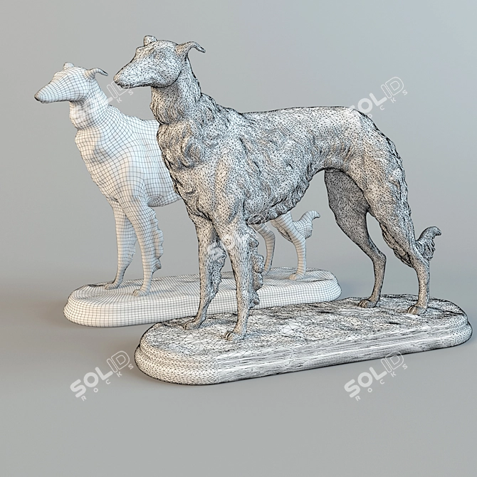 Elegant Borzoi Dog Statuette 3D model image 3