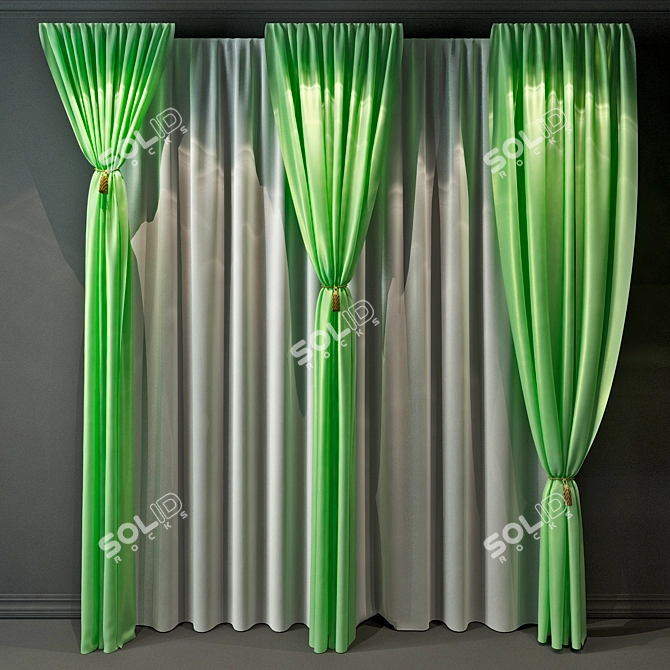 Contemporary Brushed Curtains 3D model image 1