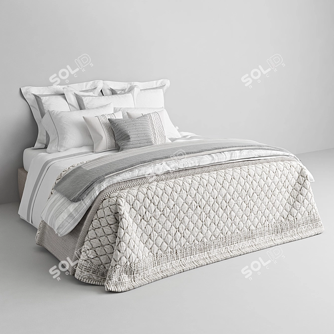 Luxury Linen Bedding Set 3D model image 1