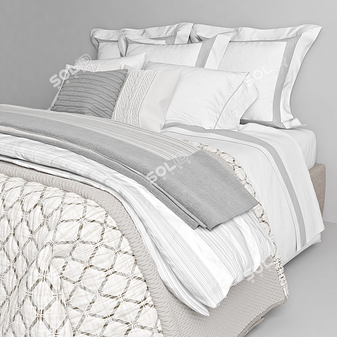 Luxury Linen Bedding Set 3D model image 3