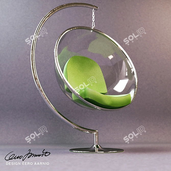 Sleek Acrylic & Steel Bubble Chair 3D model image 1