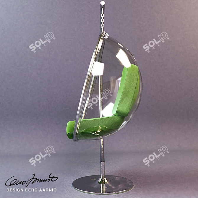 Sleek Acrylic & Steel Bubble Chair 3D model image 2