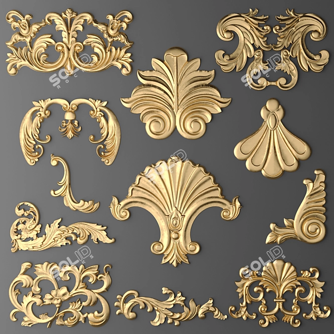 Decorative Stucco Elements Set 3D model image 1