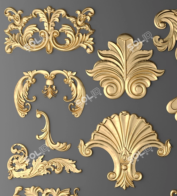 Decorative Stucco Elements Set 3D model image 2