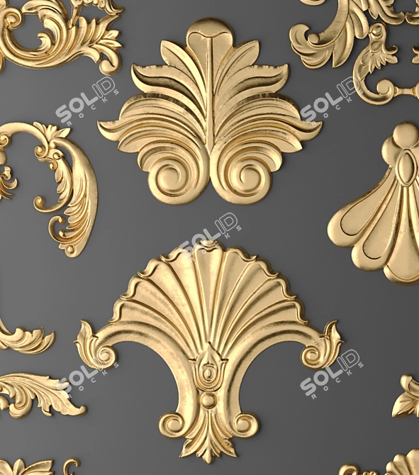 Decorative Stucco Elements Set 3D model image 3