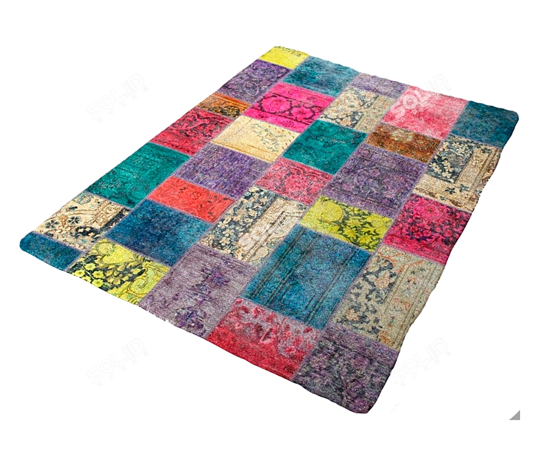 Ethnic Patchwork Carpet 3D model image 1