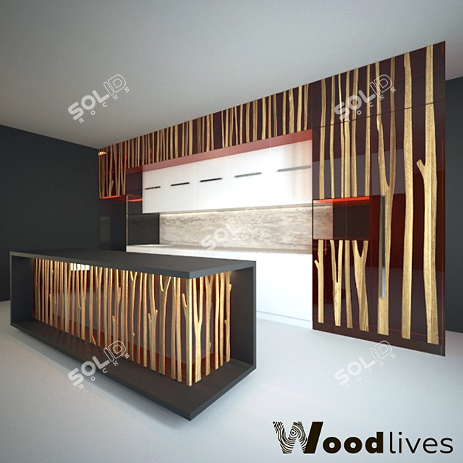 Woodlives Birch Kitchen 3D model image 1