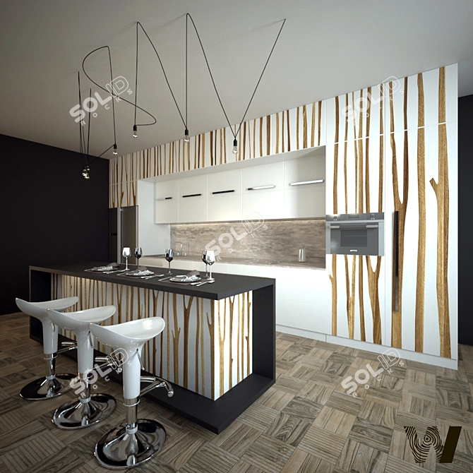 Woodlives Birch Kitchen 3D model image 2