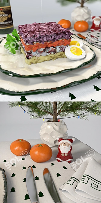  Festive "New Year" Salad Set 3D model image 2