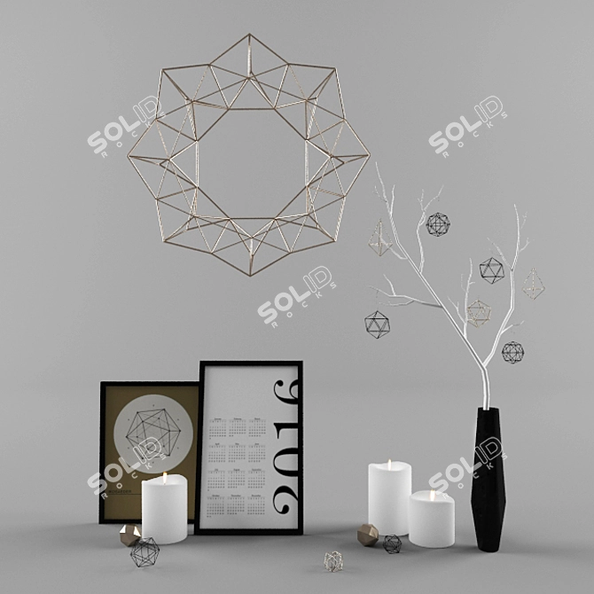 Minimalist Geometric Decor: HRUSKAA Wreath 3D model image 1