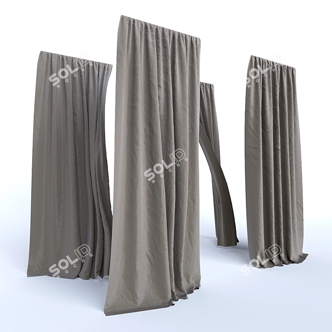 Modern Style Curtains 3D model image 1