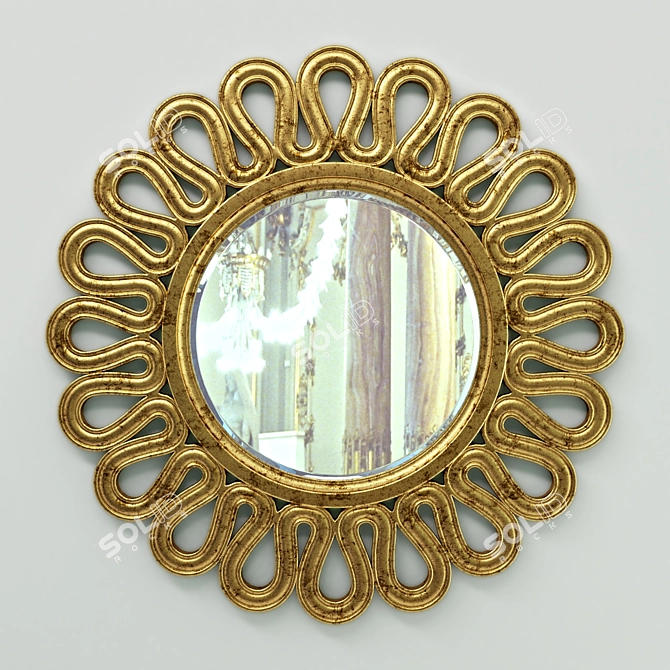 Elegant Round Mirror Frame 3D model image 1