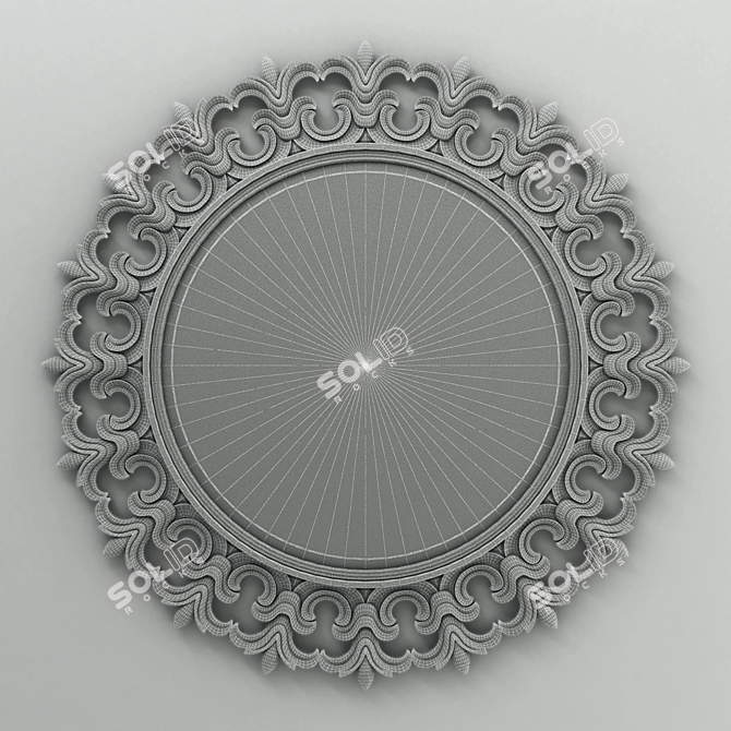 Elegant Carved Round Mirror 3D model image 2