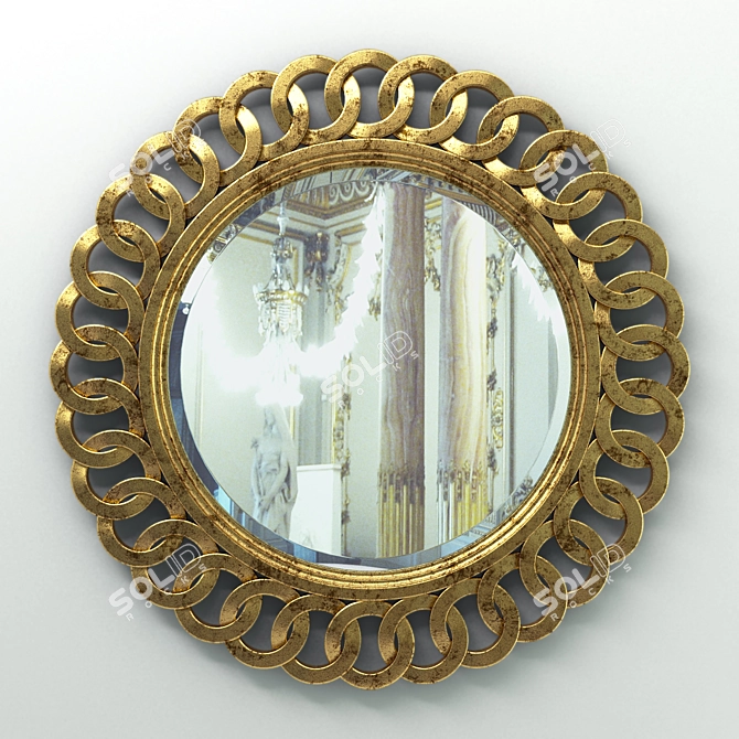 Elegant Round Mirror Frame 3D model image 1