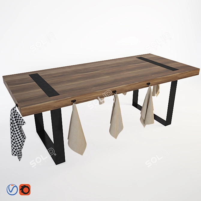 Sleek Modern HOOK Table 3D model image 1