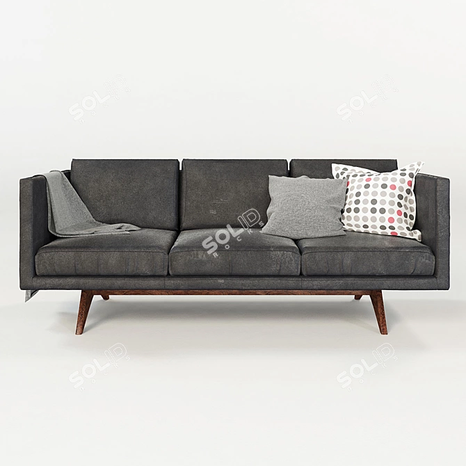 Modern Brooklyn Leather Sofa 3D model image 1