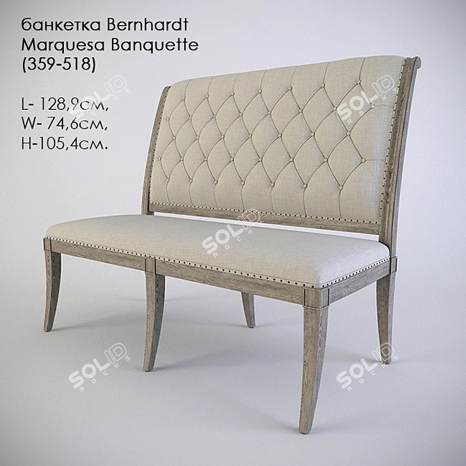 Elegant Bernhardt Marquesa Banquette: Luxury Seating with Timeless Design 3D model image 1