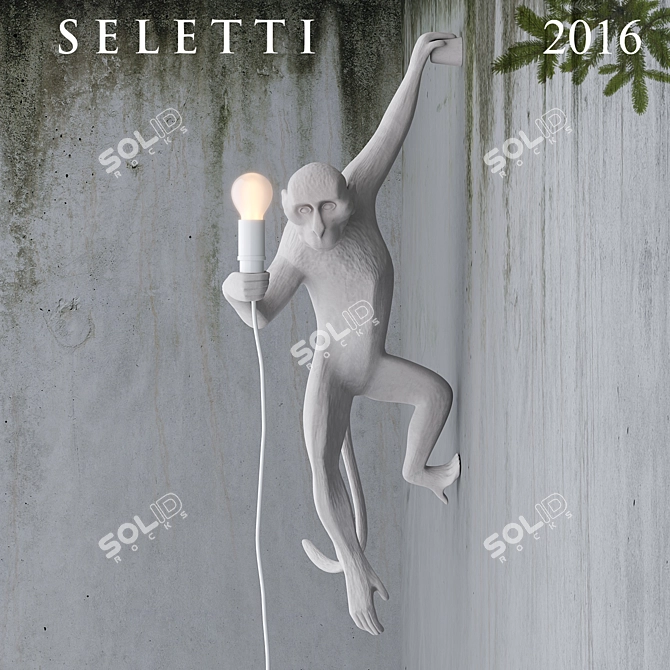 Playful Hanging Monkey Wall Lamp 3D model image 1