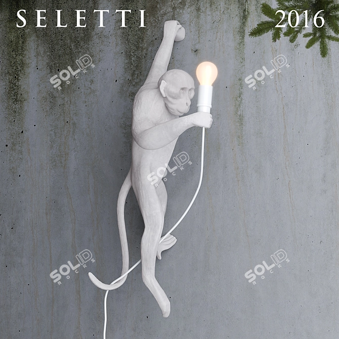 Playful Hanging Monkey Wall Lamp 3D model image 2