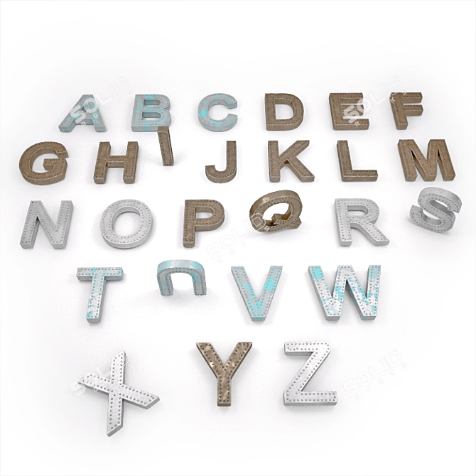 Vintage Loft Decor Letters - 40cm Height 3D model image 3