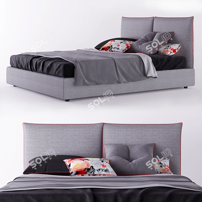 Dual Comfort Bed with Bedding Set 3D model image 1
