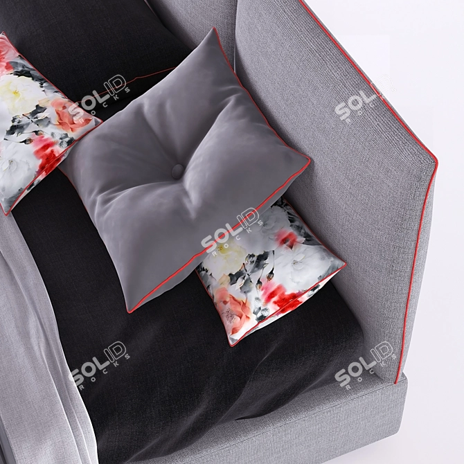 Dual Comfort Bed with Bedding Set 3D model image 2