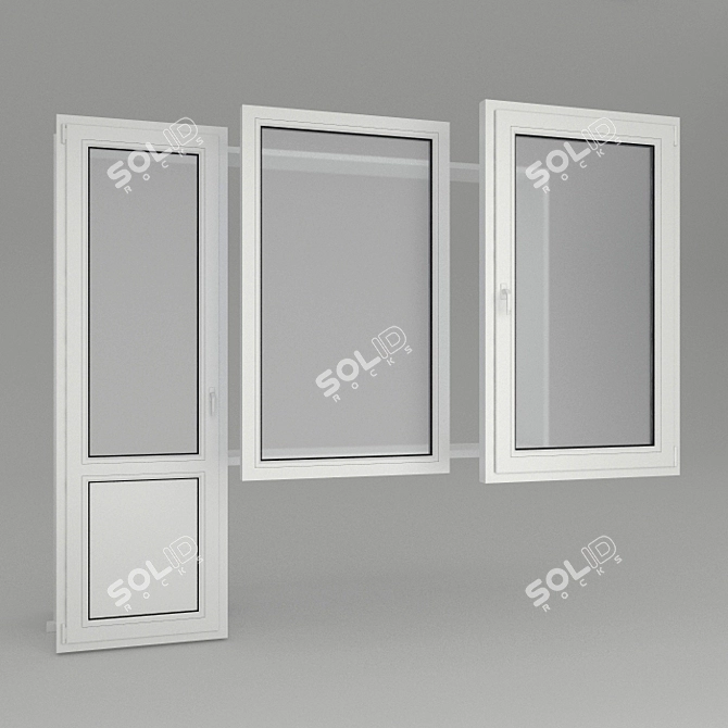 Modern PVC Window with Vray | 8,312 Polygons 3D model image 3
