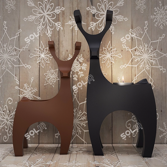 Elegant Deer Candlesticks 3D model image 1