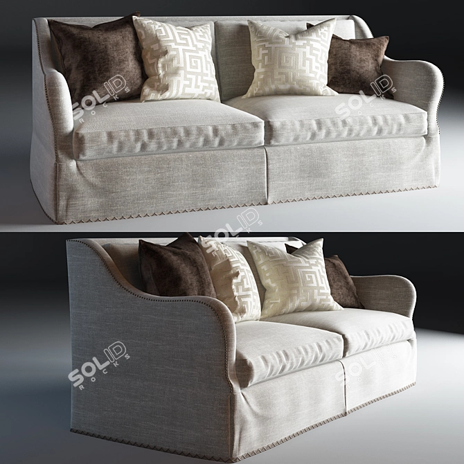 Caracole Open Arms Skirted Sofa 3D model image 1