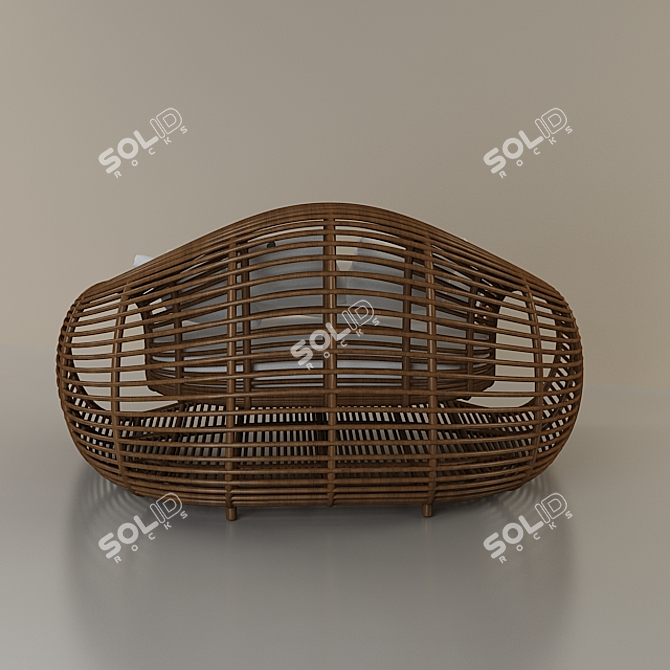 Wooden Pool Pipe Sofa 3D model image 2