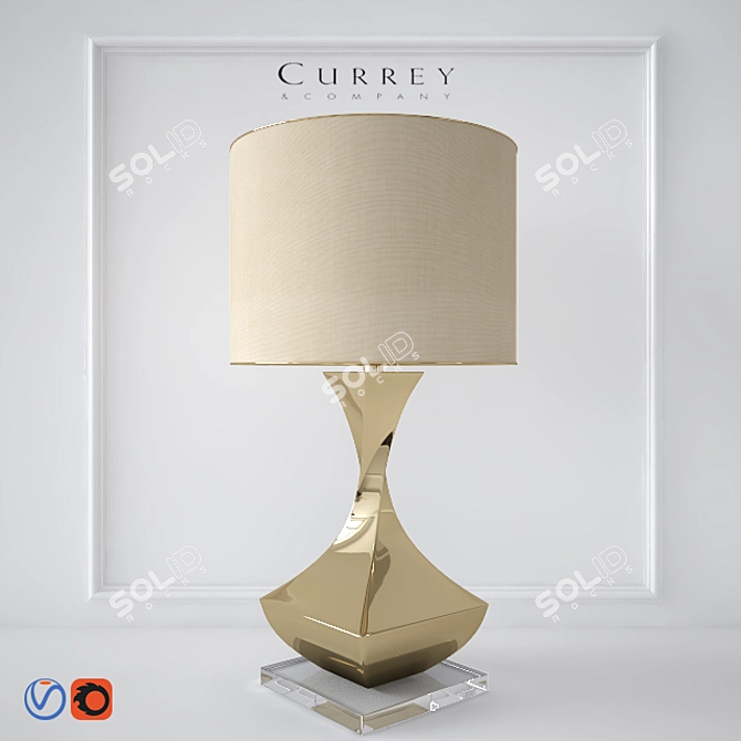 Elegant Bronze Swoon Table Lamp 3D model image 1