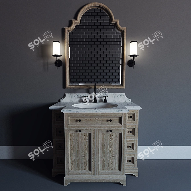 Classic Bathroom Vanity Set - Custom Design 3D model image 1