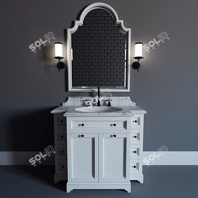 Classic Bathroom Vanity Set - Custom Design 3D model image 2