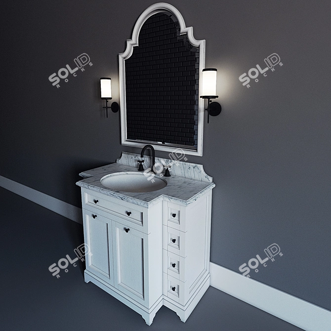 Classic Bathroom Vanity Set - Custom Design 3D model image 3