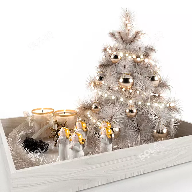 Festive Christmas Decor: Trees, Candles & Angels 3D model image 1