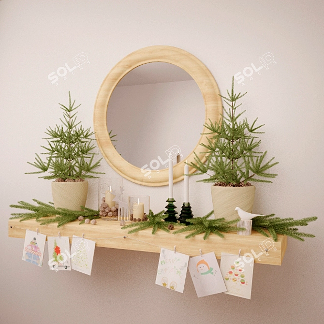 Festive Mantel Ornament Set 3D model image 1