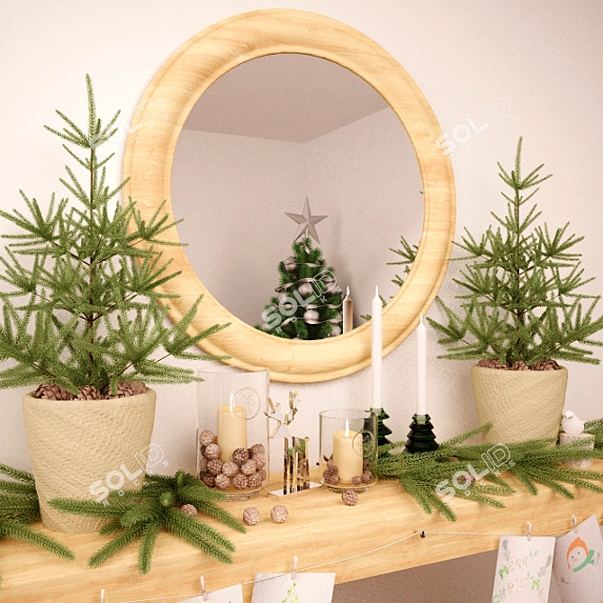 Festive Mantel Ornament Set 3D model image 2