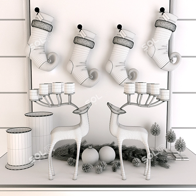 Festive Reindeer Candelabra 3D model image 3