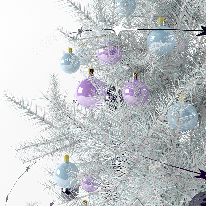 Snowy Dreams: White Artificial Christmas Tree 3D model image 2