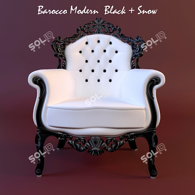 Barocco Modern Black+Snow: Sleek and Stylish 3D model image 1