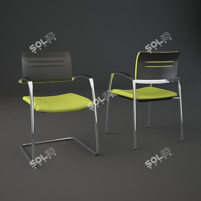 Comfort Mesh Visitor Chairs 3D model image 2