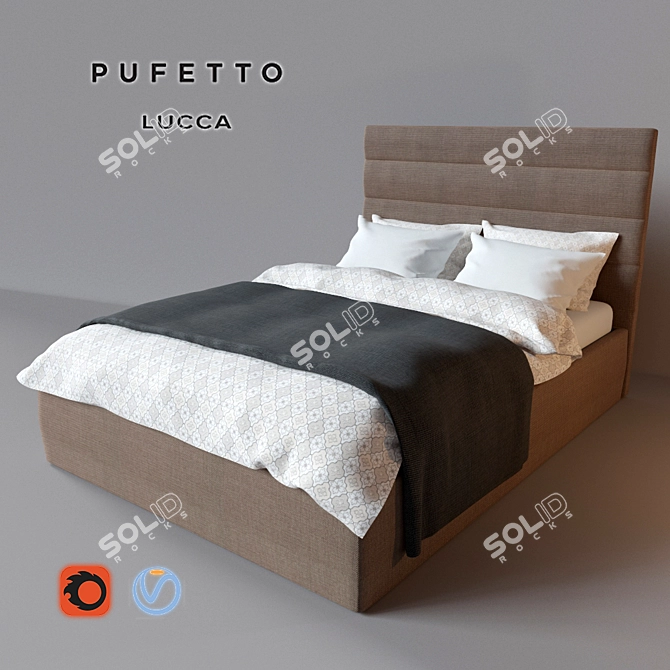 Modern Stylish Lucca Bed 3D model image 1