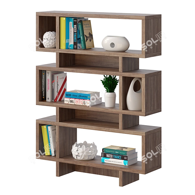 Elegant Bookcase Decor Set 3D model image 1