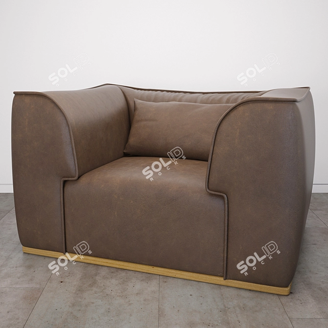 Modern Brown Leather Chair: Divani Casa Garner 3D model image 1